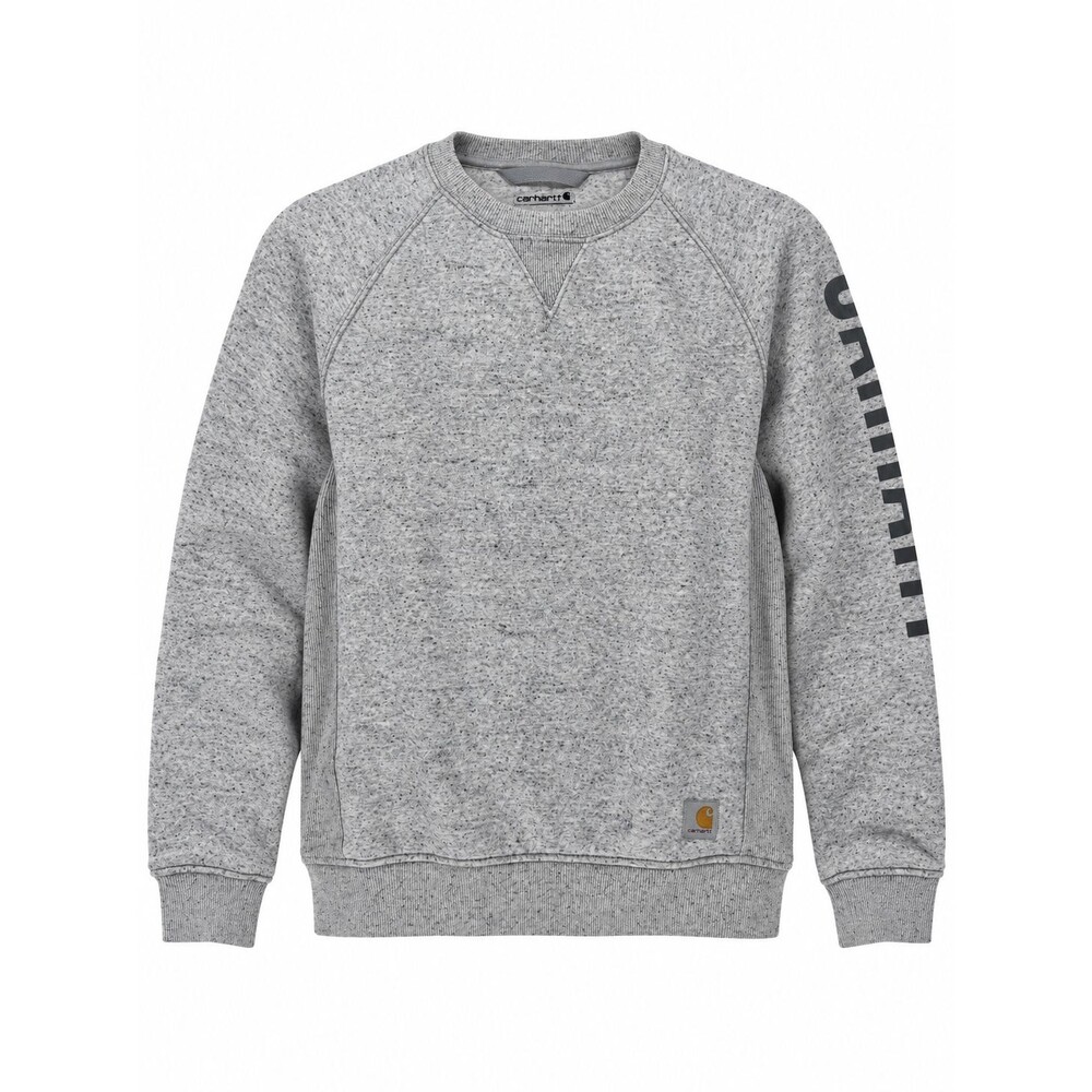 Carhartt Women’s Small Relaxed Fit Gray Block Logo Sleeve Crewneck Sweatshirt